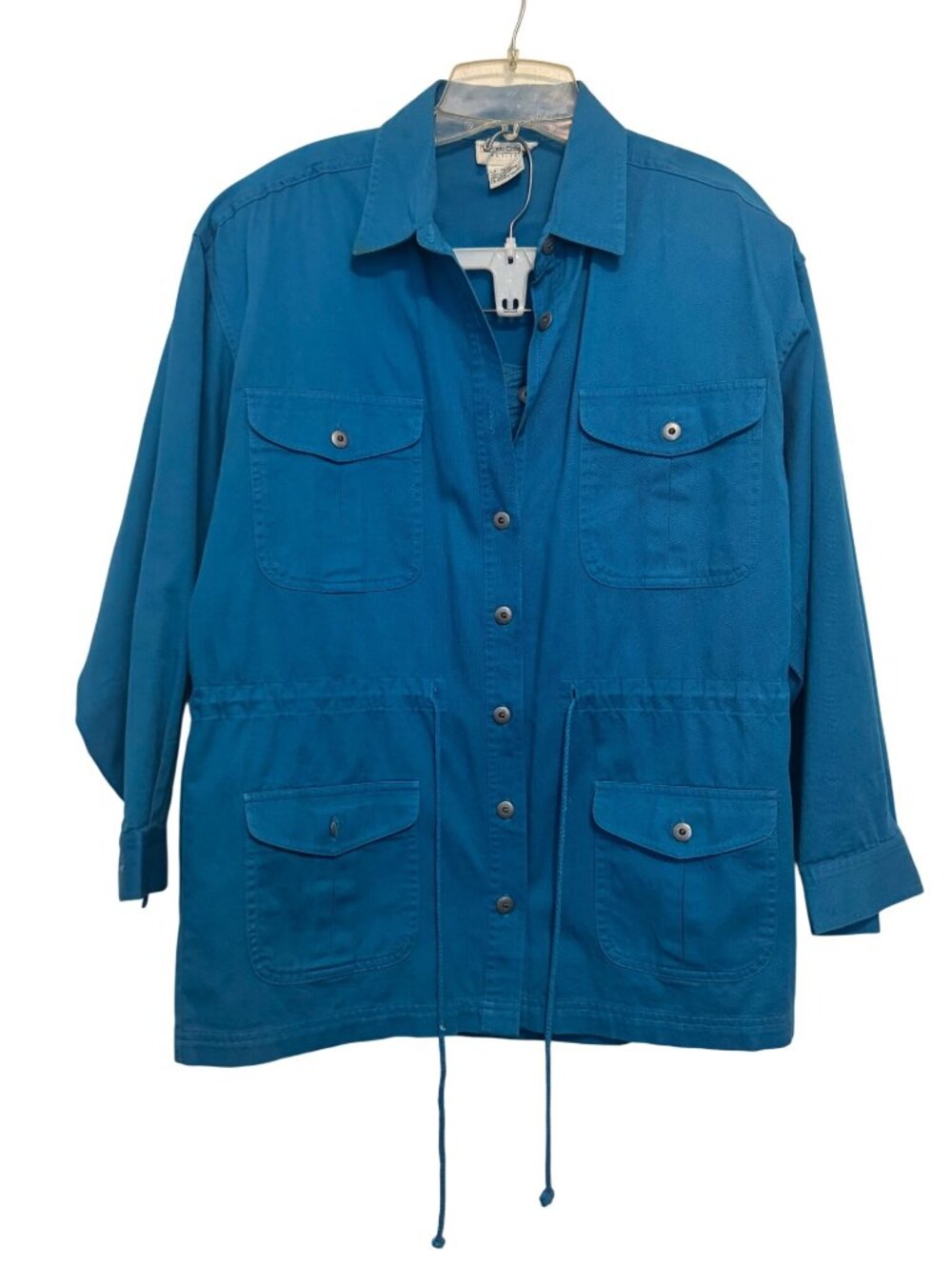 vintage Potomac Collection Petites Blue Utility Jacket & Skirt Set Cotton Size 1